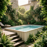 Piscine portable en conteneur maritime avec structure en acier Corten - Revêtement en fibre de verre, forme rectangulaire, résistante aux UV, piscine familiale extérieure