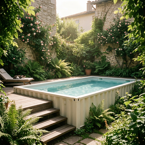 Piscina Portatile in Container - Rivestimento in Fibra di Vetro, Piscina Familiare da Esterno con Sistema di Filtrazione per Villa - Product Image 1