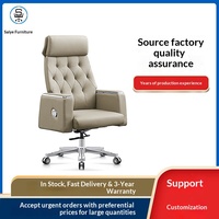 Chaise de bureau exécutive en cuir Foshan, structure en bois, design minimaliste moderne, pivotante, inclinable, accoudoirs réglables, confortable
