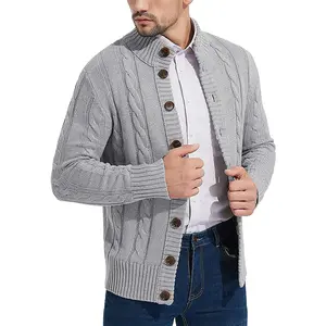 Maglione a maniche lunghe maglione Cardigan lavorato a maglia con collo alto da uomo