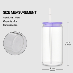Usa Warehouse16oz vetro trasparente Tumbler bicchieri di sublimazione tazza di vetro con coperchio e paglia per il caffè Tea party - Product Image 3