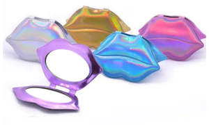 PU không thường xuyên Lip <span class=keywords><strong>Pocket</strong></span> gương biểu tượng tùy chỉnh vỏ sao Tim Vanity gương đôi bên nhỏ gọn <span class=keywords><strong>Pocket</strong></span> sao kim cương Vanity gương - Product Image 2