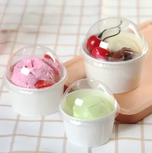 Personalizza la mini tazza di gelato con coperchio a cupola riciclata da asporto