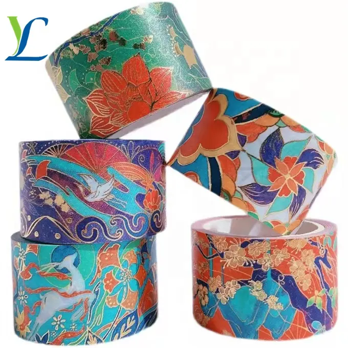 Custom Rolls Foil Washi Tape Manufacturer 15mm Wide Gold Colored Metallic DIY Craft Washi Masking Tape