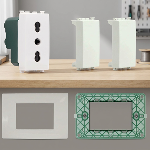 Boîtier de support pour interrupteur mural, boîte de prise murale 10A, panneau de commutation 3 voies blanc-vert pour câblage électrique résidentiel - Product Image 2