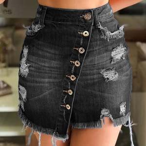 Latest Fashion <b>Women</b> Ladies Clothes Hole Button Mini Jeans <b>Skirts</b> <b>for</b> Summer J0223 - Product Image 4