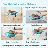 Table de toilettage pour animaux de compagnie en acier inoxydable, pliable, réglable en hauteur, avec hamac, station de bain pour chiens et chats, anti-rayures