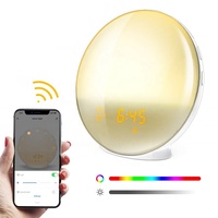 Smart Wake luz dormir ayuda alarma de reloj Digital Wifi aplicación de voz Control Sunrise Sunset simulación Radio FM lámpara colorida