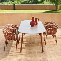 Modernes Outdoor-Esszimmer-Set, Aluminiumrahmen, Wasserfeste und Sonnenbeständige Gartenmöbel für Garten & Gewerbe