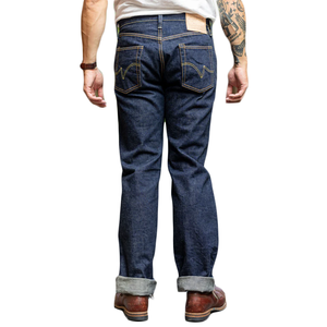 Selvedge <strong>Jeans</strong> Men's Straight Fit Raw <strong>Denim</strong> Pants With Classic Yellow Stitching for Daily Wear Trendy Street Style Looks - Product Image 3