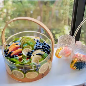 Cuenco decorativo de vidrio transparente para frutas, cuencos decorativos para frutas, proveedor Chino