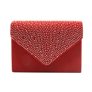 Classic European American Style AB Color Hot Stone Satin Waterproof Envelope Bag Factory Direct Polyester Lined Evening <b>Clutch</b> - Product Image 1