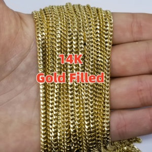 Grosir 14K emas diisi 2/3/4/mm 20 inci rantai Kuba untuk wanita dan pria membuat perhiasan kalung - Product Image 1