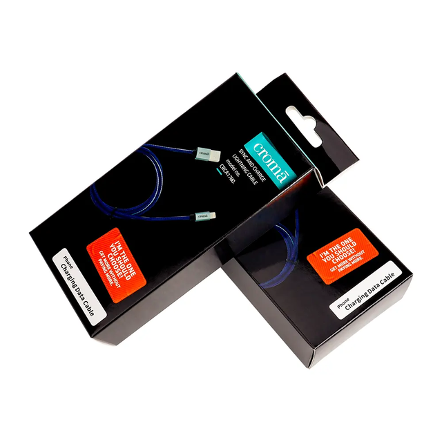 Custom Wholesale Folding Hanging Box Empty Mobile Phone Usb Data Cable Car Charging Cable Electronic Product Paper Packaging Box