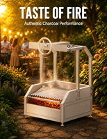 Barbecue argentin en acier inoxydable, grill au charbon de bois intégré, style Santa Maria