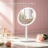Miroir de maquillage LED rond à 3 modes d'éclairage, à intensité variable, avec bouton tactile, angle réglable, rechargeable, miroir de beauté de table