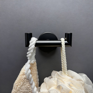 Barra doble para toallas Kim Hyun, montada en la pared, color dorado, gancho para baño, para toallas y abrigos - Product Image 3