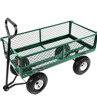 Chariot à quatre roues en acier fermé haute capacité avec roulements robustes pour le transport d'outils en extérieur