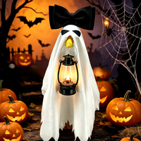 Nuevo Disfraz de Ganso de Tela para Halloween, Set de Ganso Fantasma con Linterna, Patrón de Calavera y Murciélago, Decoración Divertida y Espeluznante para Porche y Patio, 23 Pulgadas