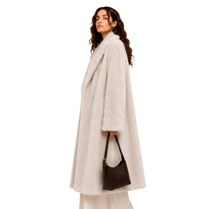   Manteau long de luxe en fausse fourrure de vison Maxi, col <span class=keywords><strong>blazer</strong></span> à revers, coupe oversize, soyeux et moelleux, pour l'hiver, vente en gros en petites séries - Product Image 2