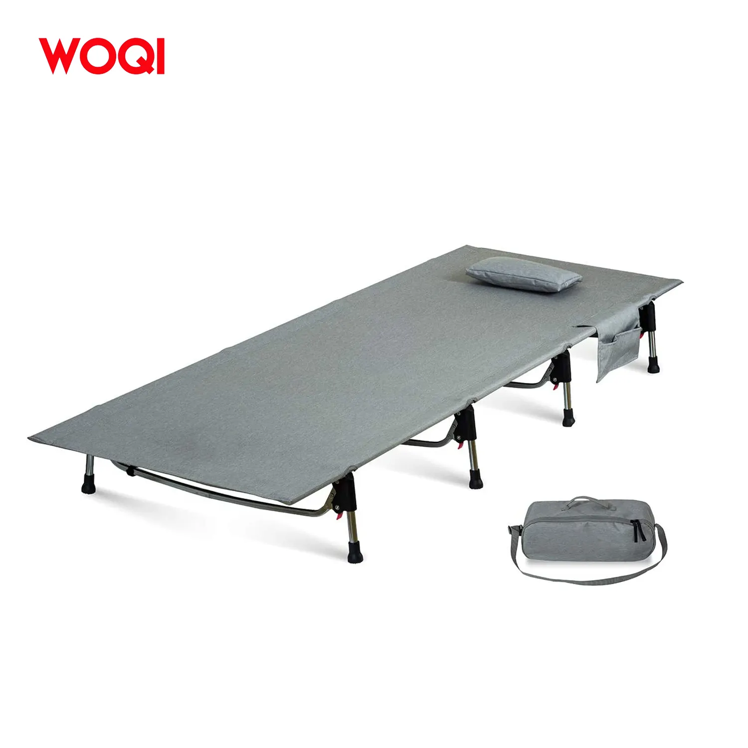 Berço dobrável de alumínio woqi, cama dobrável ajustável de alumínio para viagens e acampamento