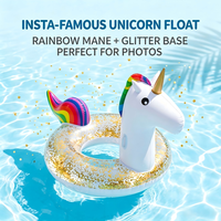 Bouée gonflable licorne à paillettes pour adultes, idéale pour les fêtes au bord de la piscine, la plage, les parcs aquatiques, transat flottant pliable en PVC