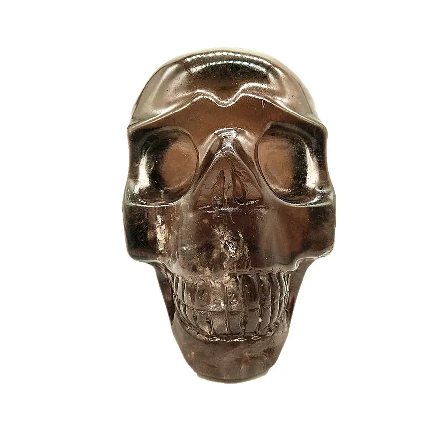 Calaveras talladas de cristal de cuarzo ahumado de piedra de roca Natural de gran tamaño a la venta