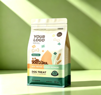 Sachets refermables imprimés sur mesure à huit soudures latérales, résistants à l'humidité, pour l'emballage d'aliments secs pour chiens, chats, animaux de compagnie, céréales, noix et snacks.