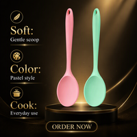 Armrouns Lot de 2 cuillères mélangeuses en silicone, 27,4 cm, grandes, résistantes à la chaleur, antiadhésives, sans BPA, compatibles lave-vaisselle, vert rose, pour la cuisine