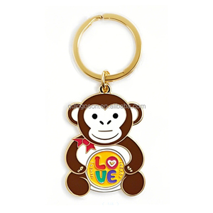 Llaveros personalizados de esmalte <span class=keywords><strong>Macaca</strong></span> Sylvanus Monkey llaveros de aleación de Zinc de Metal a granel dibujos animados Gibraltar regalos de recuerdo para turistas - Product Image 2