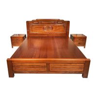 Lit en bois massif sculpté en bois de rose chinois 1,5m/1,8m, nouveau style chinois, artisanat à tenons et mortaises, multifonctionnel avec rangement, lit double