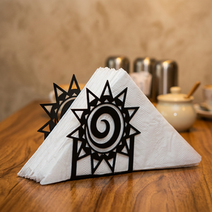Porte-serviettes autoportant avec motif soleil, accessoire de table décoratif en papier, style original - Product Image 1
