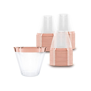 Gobelets à apéritif réutilisables en PS Rose Gold Party 9oz pour compagnies aériennes - Product Image 1