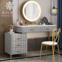 Coiffeuse de princesse en acier inoxydable, commode moderne, modèle de luxe, Table de maquillage avec miroir, DS001