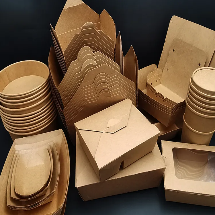 Kingwin Einweg-Recycling behälter in Lebensmittel qualität Verpackung Braunes Papier Fast Food zum Mitnehmen Kraft papier zum Mitnehmen
