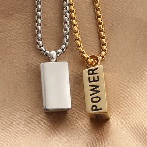 Collier pour homme en acier inoxydable avec pendentif lettre, thème géométrique rétro, cadeau 280240 - Product Image 1
