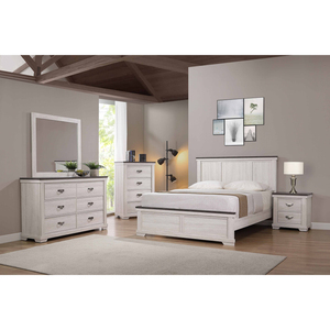 Farmhouse Style Two Drawer <b>Night</b> <b>Stand</b> Beige Finish Rustic Bedroom Solid Wood Furniture - Product Image 5