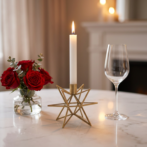 2026 Latest Hot Selling Festive Decorative Stainless Steel Handmade Modern Star Shape <b>Candlestick</b> Holder Tabletop Home - Product Image 2