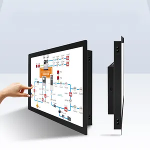 Groothandel pc monitor bescherming-IP65 Bescherming 17 Inch Capacitieve Touchscreen Pc Monitor Multi Touch Screen Usb Industrail Computer Monitor Dvi Vga Bnc Av Tv