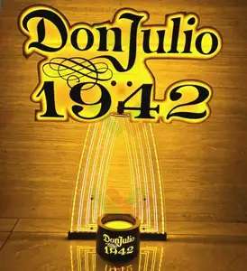 Exhibidor de acrílico para botella de champán, Servicio VIP personalizado gratis, Don Julio 1942, presentador de botella de Tequila