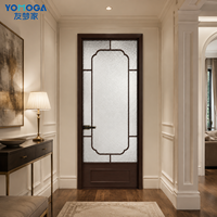 Porte de salle de bain intérieure avec panneau de verre décoratif et finition texturée pour l'intimité, design minimaliste pour la maison, l'hôtel, la villa