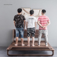 Cadre de lit double moderne minimaliste nordique pour chambre principale, en bois massif, sur mesure, fabriqué en Chine, tailles personnalisables