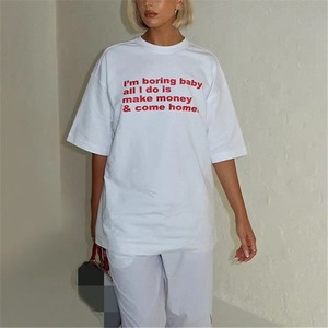 <strong>Women's</strong> Summer Casual Oversized High Street Tops Eco-Friendly Knitted Short Sleeve <strong>T</strong>-<strong>Shirt</strong> with Letter Digital Print Loose Fit - Product Image 4
