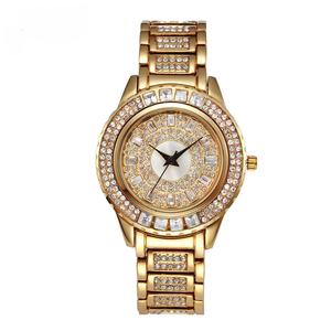 Reloj de Lujo Único para Mujer con Diamantes, Reloj Redondo Dorado con Esfera Personalizada, Reloj de Pulsera de Cuarzo de Lujo con Circonitas - Product Image 5