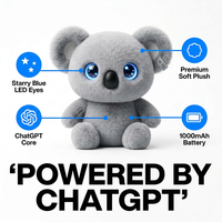 Peluche Électrique Intelligente ChatGPT Koala Gris avec LED et Options de Personnalisation pour la Recherche d'Informations Cloud