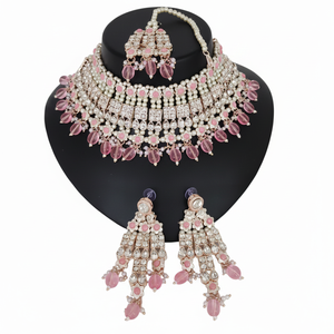 New Vintage <b>Gold</b> Plated Copper Patwa Kundan Choker Necklace & Earrings Bridal Indian Wedding Engagement Gift <b>Set</b> - Product Image 2