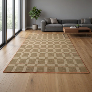 Tapis HILTEX scandinave fait main en laine, tissage plat, motif géométrique moderne, rectangulaire, rembourré, antidérapant avec envers en nylon - Product Image 3