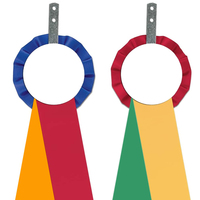 Lude Custom Logo Satin Rosette Ribbon Award Capa de una o dos caras Eventos Insignia redonda con cuerda colgante