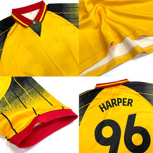 Maillot de football personnalisé style streetwear à col polo, logo imprimé, séchage rapide, respirant, coupe oversize, uniforme de sport pour jeunes - Product Image 6