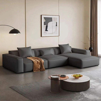 Sofa Minimalis Mewah Kelas Atas Bentuk L, Sofa Ruang Tamu Berbahan Kain Lembut dengan Area Santai, Sofa Modular